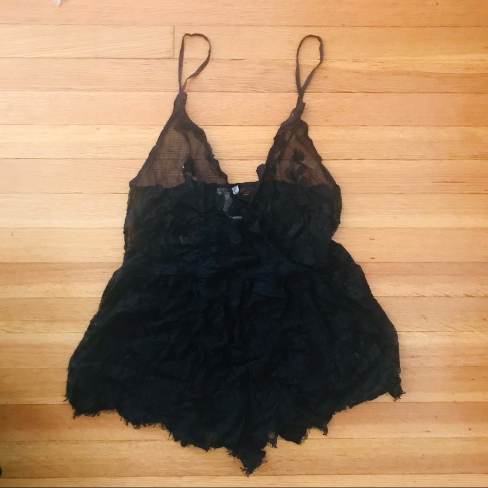 Intimately Free People Black Lace Romper Size Small